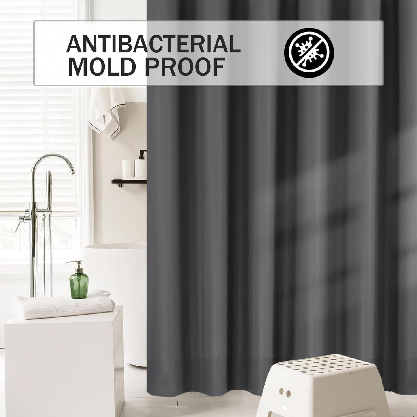 HUIBOHOU Shower Curtain, Mould Proof and Mildew Resistant Washable Bathroom Curtains, Shower Curtain for Bathroom, Bath Curtains with Hooks