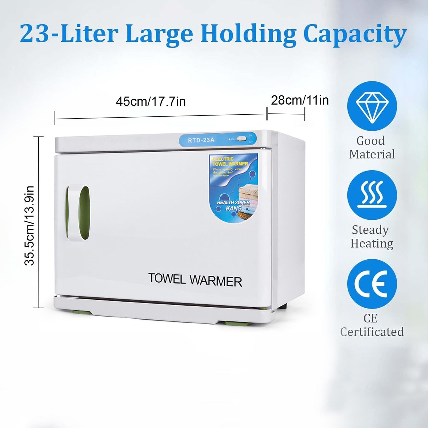 Hot Towel Cabinet, Hot Towel Warmer Cabinet with LED Temperature Display, Extra Large Capacity Heater for Spa, Massage, Salon, Home Use (White 23L)