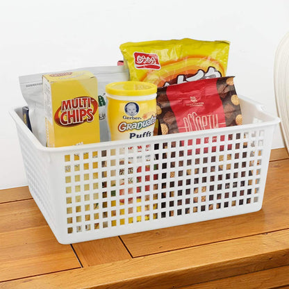 Yarebest Large Plastic Storage Basket Box, Cupboard Storage Baskets, 3-Pack White