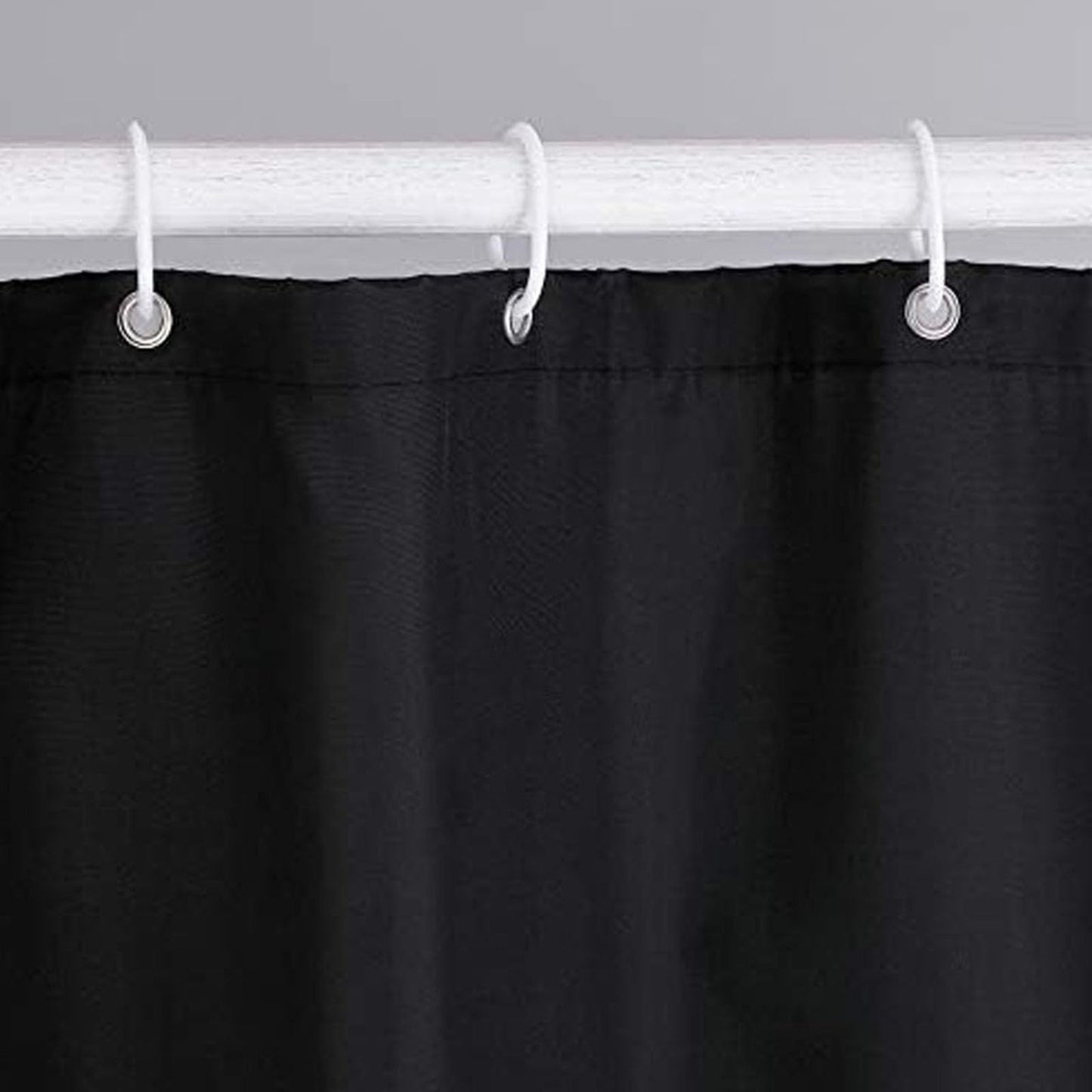 June tech Shower Curtain Mould Proof Mildew Resistant, Waterproof PEVA Black Bathroom Curtain Set With 12 Pcs Hooks