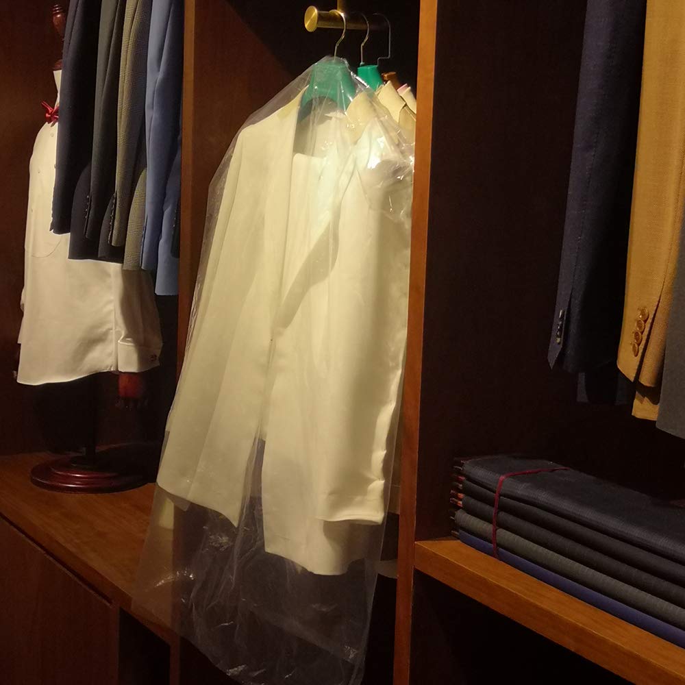 RINTATI 30 Pack Clear Plastic Clothes Covers 35.4inch Dry Cleaning Hanging Dust Proof Garment Bags for Home Storage Clothing Stores & Dry Cleaners.