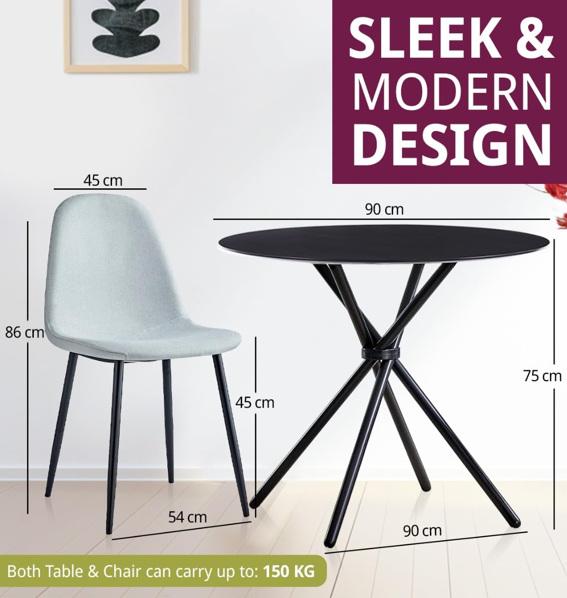 Hallowood Furniture Cullompton 90cm Round Dining Table and Chairs Set 2