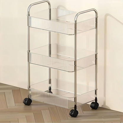 Multibao 2/3/4 Tier Storage Trolley on Wheels - Acrylic Shelf Cart for Bathroom, Spa, Salon Beauty 3 Tier 40 * 28.5 * 69.7cm