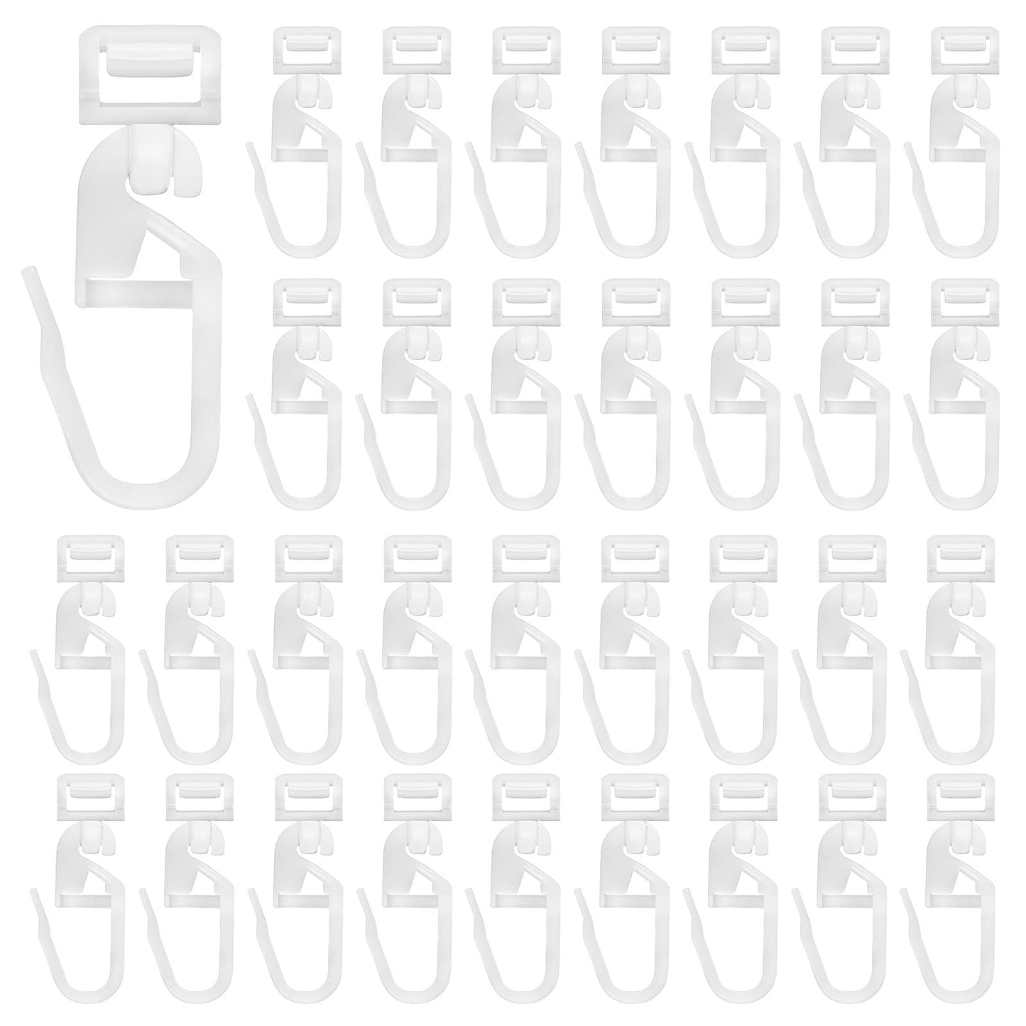 YIMETOP 60Pcs 34mm Curtain Hooks For 5.8-7mm Track, White Plastic Curtain Track Gliders, Shower Gliders