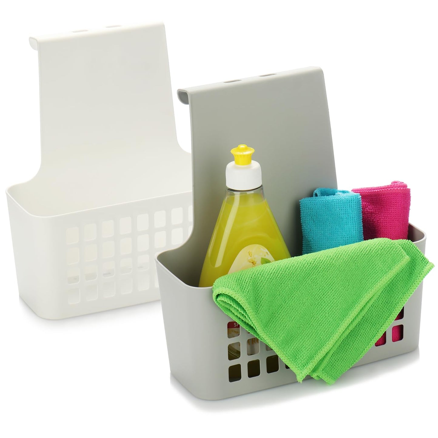 com-four® 2x Hanging basket, Robust storage box made of plastic