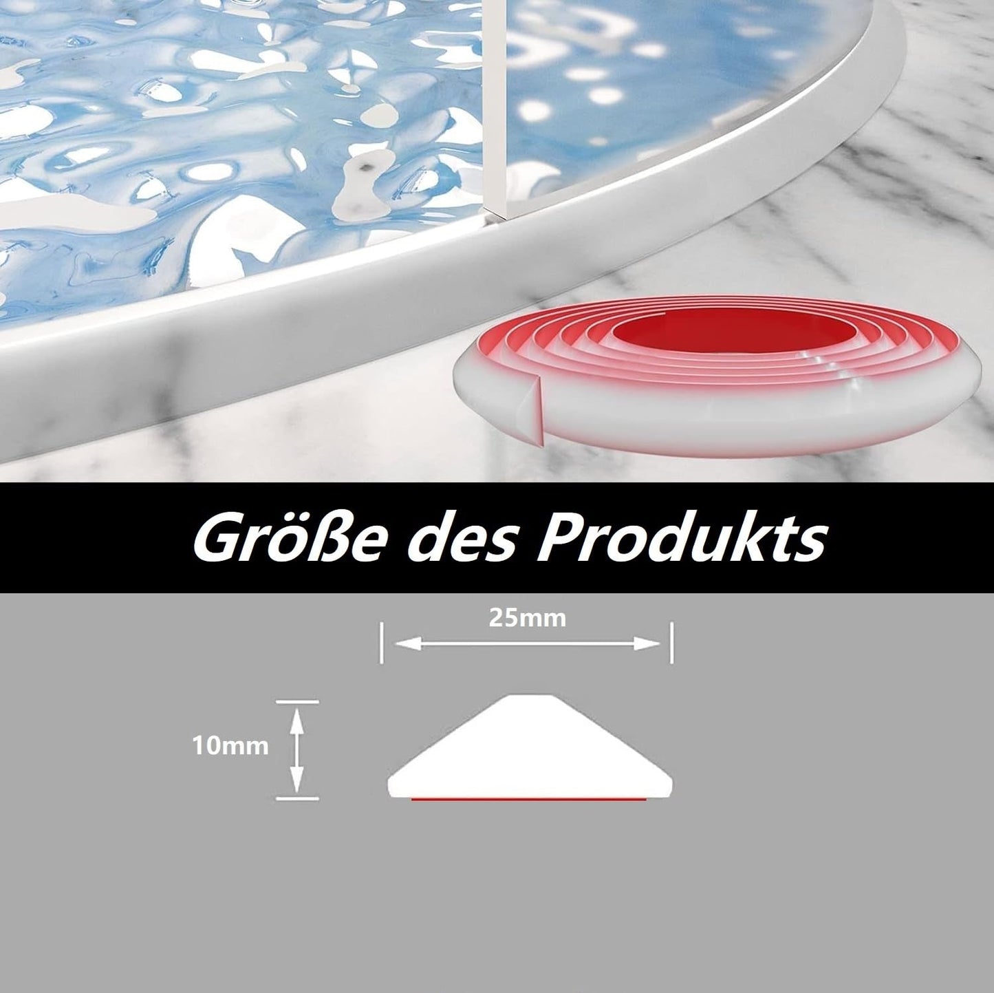 Self Adhesive Shower Threshold, Silicone Water Stopper, Splash Proof Shower Barrier, Italian Shower Seal, Suitable for Kitchens and Bathrooms