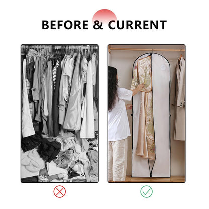 LAWALEISHE Wedding Dress Bag, Eco-friendly Dress Bag Sleeve, Black Zip Folding Long Women's Jacket, Long Dress Sleeve Garment Storage Bag with Handle
