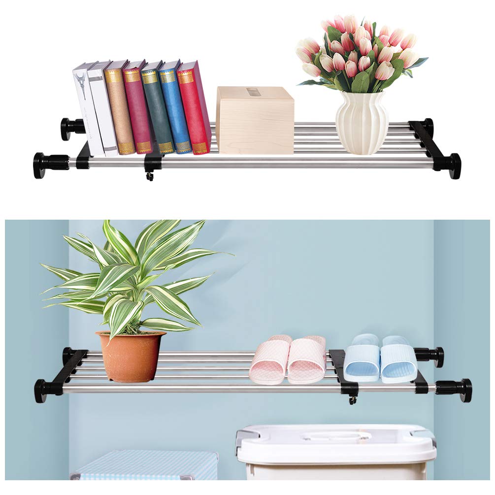 BAOYOUNI Expandable Closet Shelf Tension Rod Storage Rack