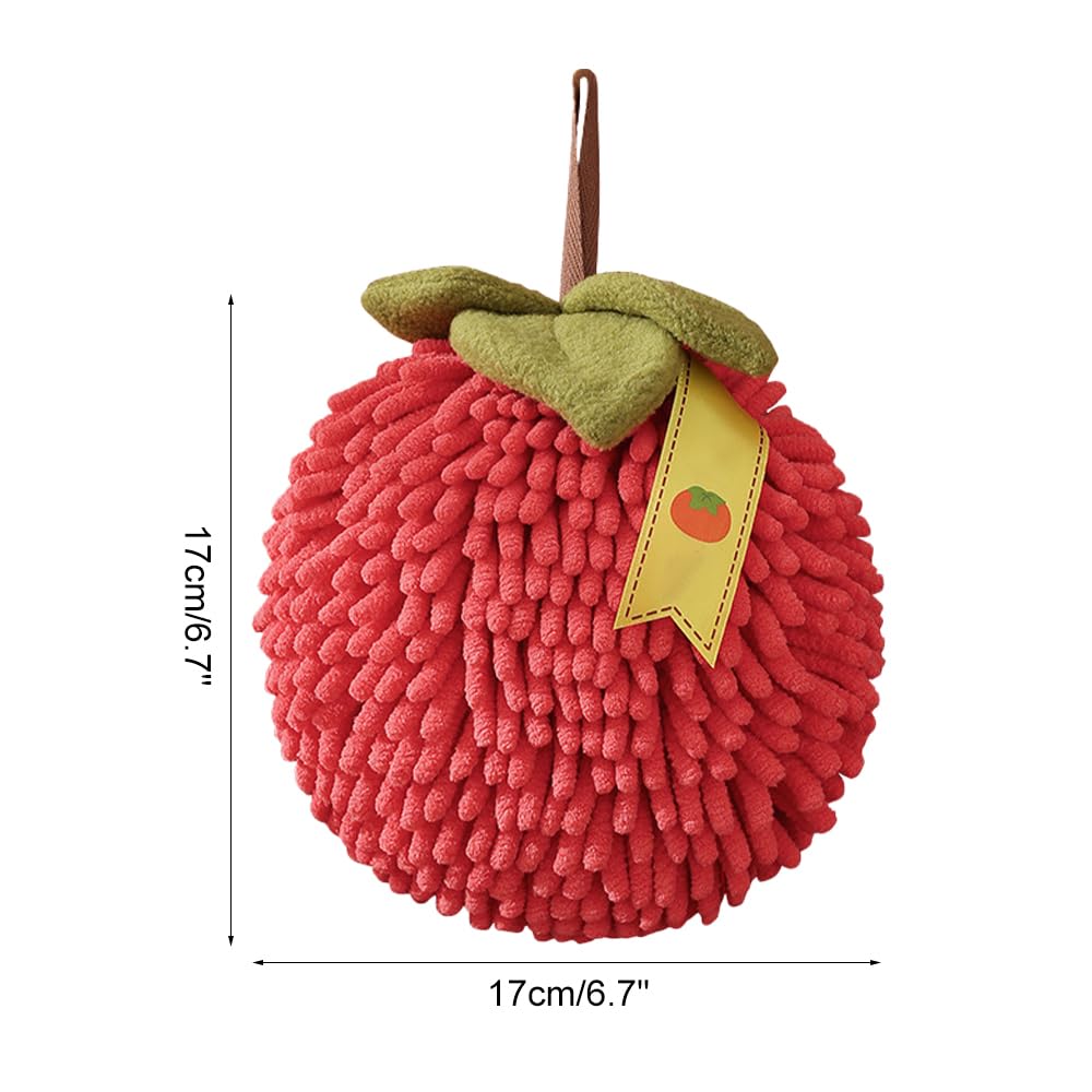 MiOYOOW Hanging Washcloths Ball, 2Pcs Quick-Drying Hand Towel Ball Soft Chenille Handball with Hanging Loops for Bathroom Washstand Kitchen