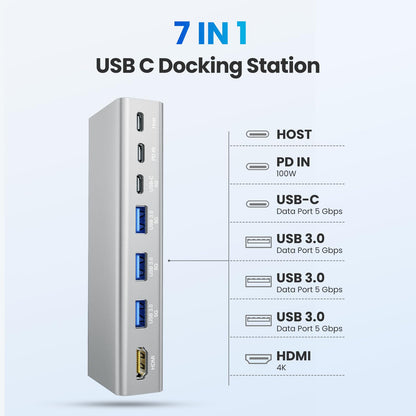 tounee Laptop Stand with Detachable USB-C Hub, 100W PD Charging, 4K@60Hz HDMI, 3 USB Ports