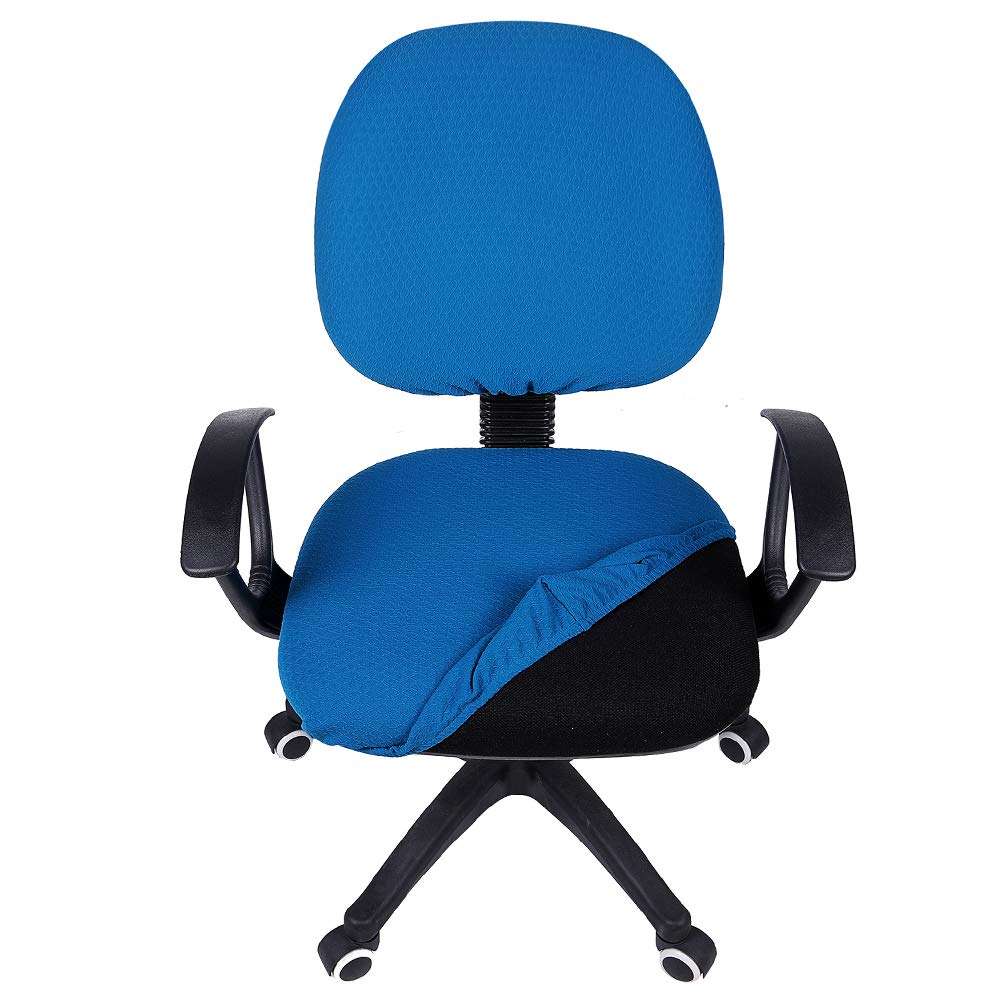 smiry Office Computer Chair Covers, Stretch Jacquard Universal Desk Rotating Chair Slipcovers Protector, Seat Cover + Backrest Cover, Ocean Blue