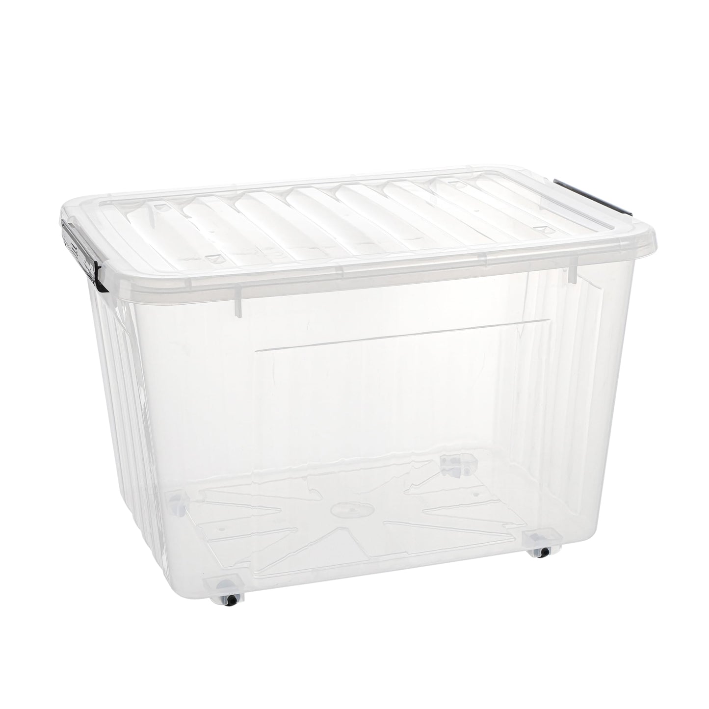 Cetomo 35L*3 Plastic Storage Boxes with Wheels, Lidded Storage Box with Secure Side Latches, PP Nestable and Stackable Clear Organizer for Home