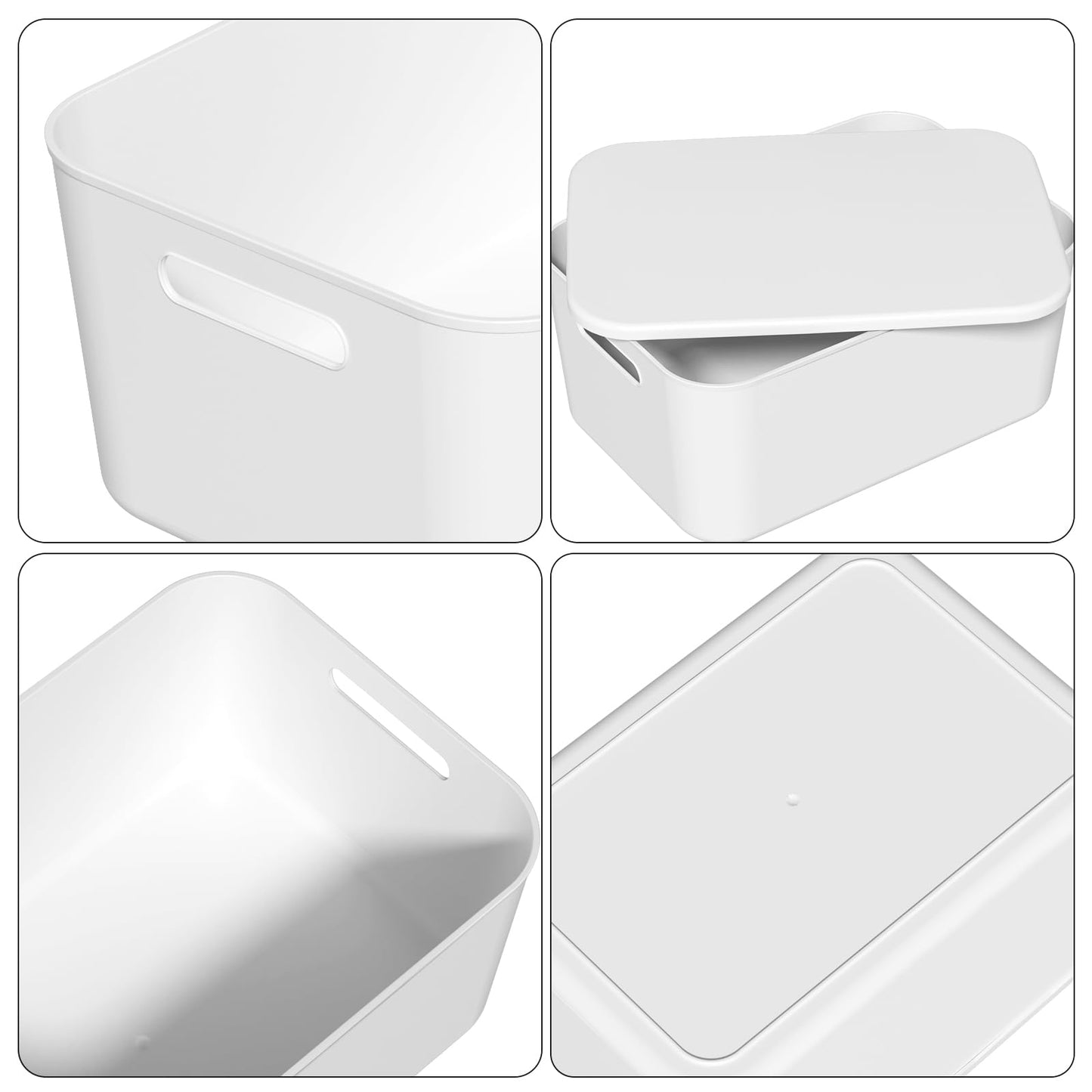 Ionoloy Kitchen Cupboard Organiser Boxes with Lids, 6 Pack Grey Plastic Storage Baskets