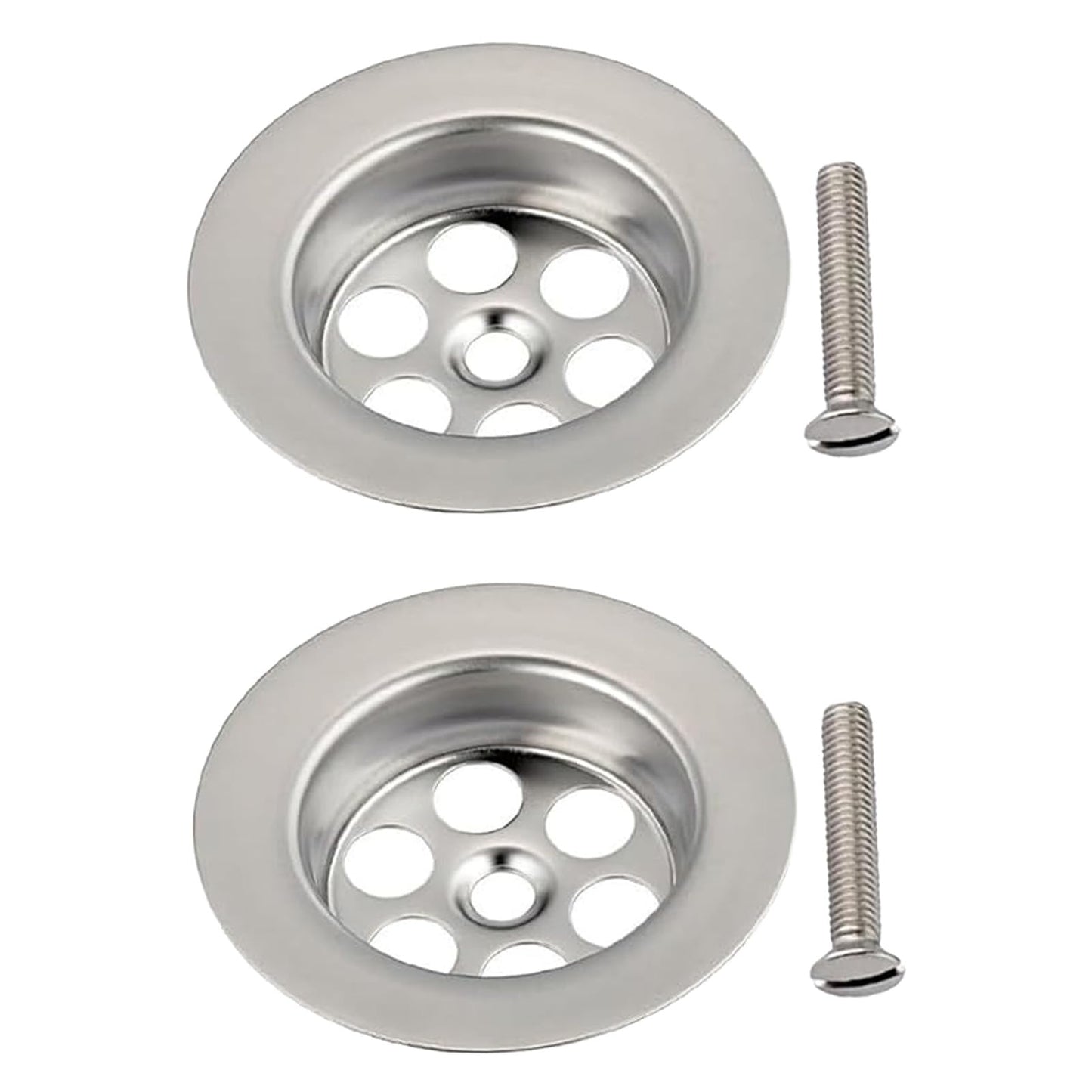 2 Pack Stainless Steel Overflow Drain Cover, 2.76in/70mm Sink Drainer Plug Hair Catcher, Bathtub Hole Cover with Screws