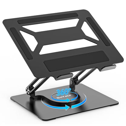 BoYata Laptop Stand for Desk, Adjustable Computer Stand with 360 Rotating Base, Ergonomic Foldable Laptop Riser Holder Compatible with All MacBook