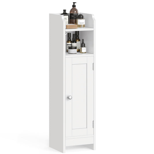 VASAGLE Slim Bathroom Floor Storage Cabinet with Door and Shelves, Freestanding Bathroom Storage Unit, Narrow Bathroom Toilet Paper Storage Cabinet,