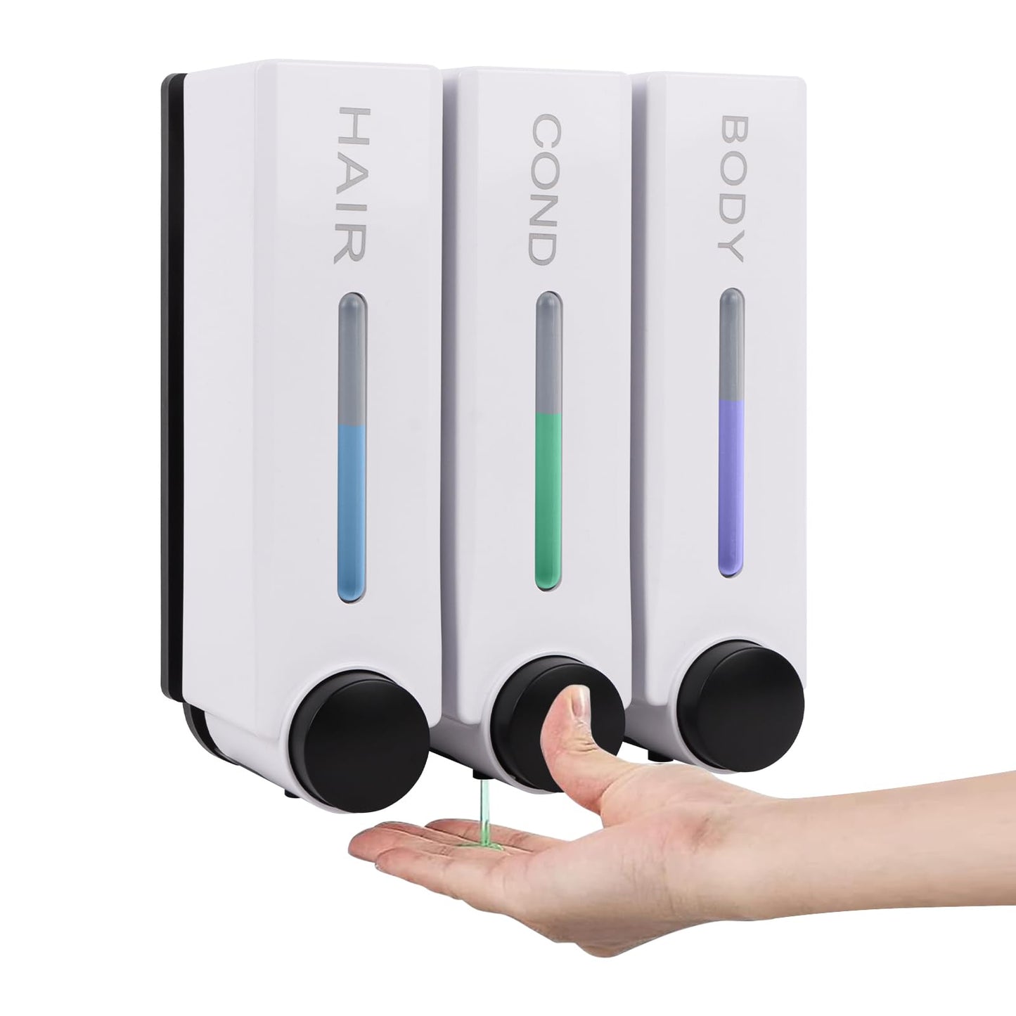 Shower Soap Dispenser No Drilling Wall Mounted Three Head White Shampoo Conditioner Body Wash Dispenser for Home Hotel Restauran