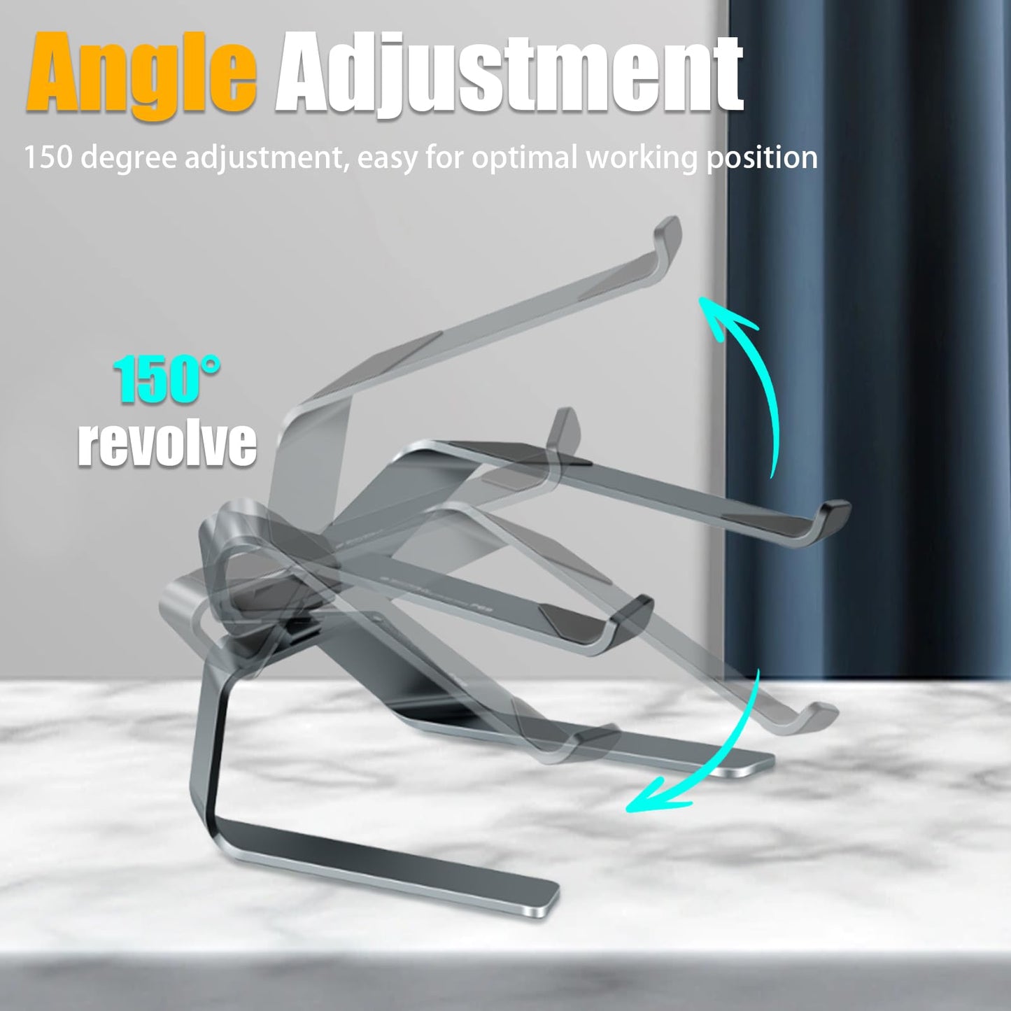 DaMohony Foldable Laptop Stand, Ergonomic Aluminium Laptop Riser for Desk