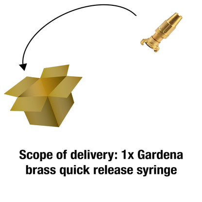 Gardena Brass Quick Release Syringe 25 mm 1 Inch - Tubing: Rapid Coupling Connection with Adjustable and Lockable Water Jet 7132-20