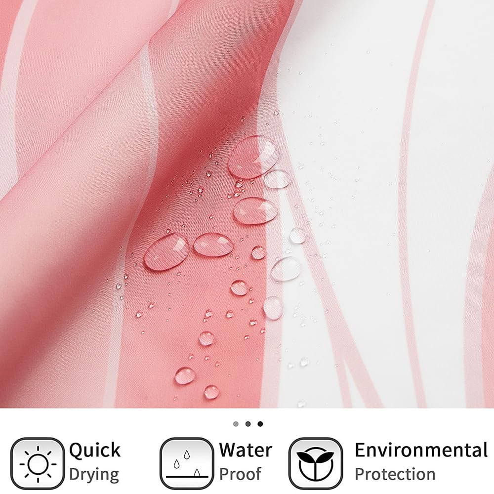 GCIREC Shower Curtain, 180x200cm, Modern Abstract Pink White Ombre Striped Minimalist Art Waterproof Fabric Machine Washable Bathroom Curtain with