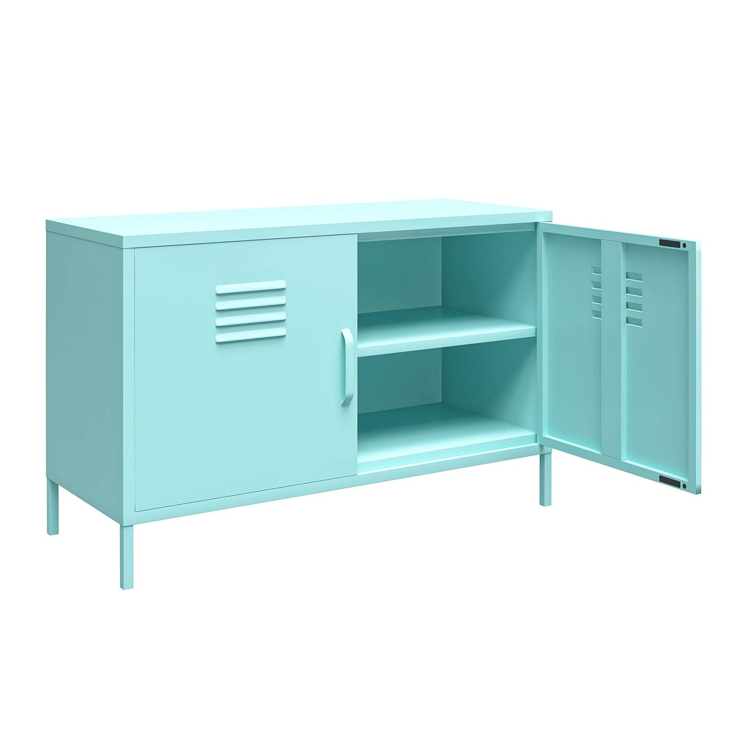 DHP Furniture Cache 2 Door Metal Locker Accent Cabinet Mint
