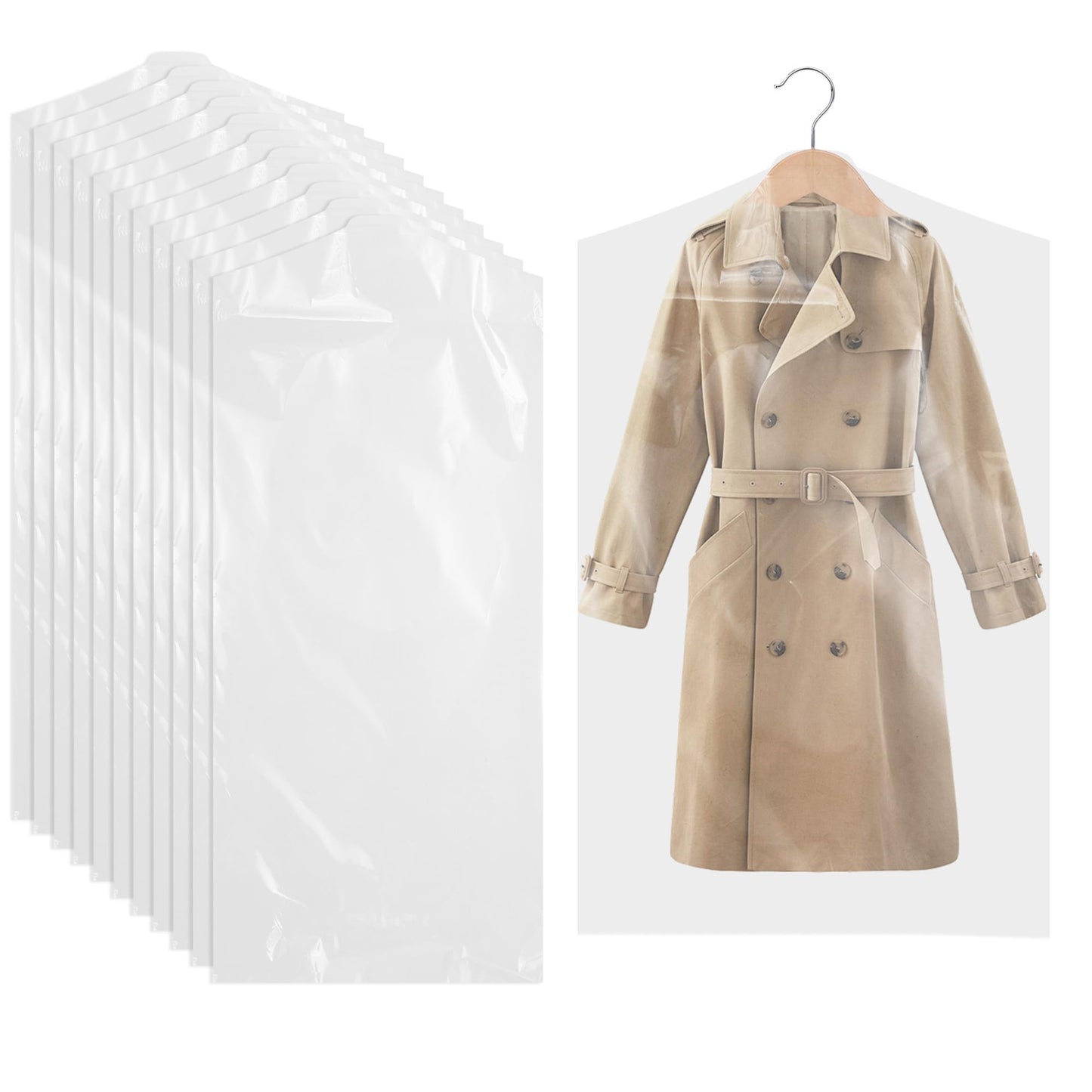 AZKEEGREY 100 Pcs Clear Dry Cleaning Bags for Clothes 60 x 90 cm