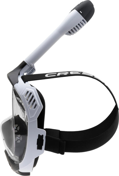 CRESSI Java Full Face Mask White/Black L/XL-Unisex Full Face Snorkel Mask, Ultra Clear Anti Fog Lens, 100% Silicone, Snorkel Dry with Safety Valves,