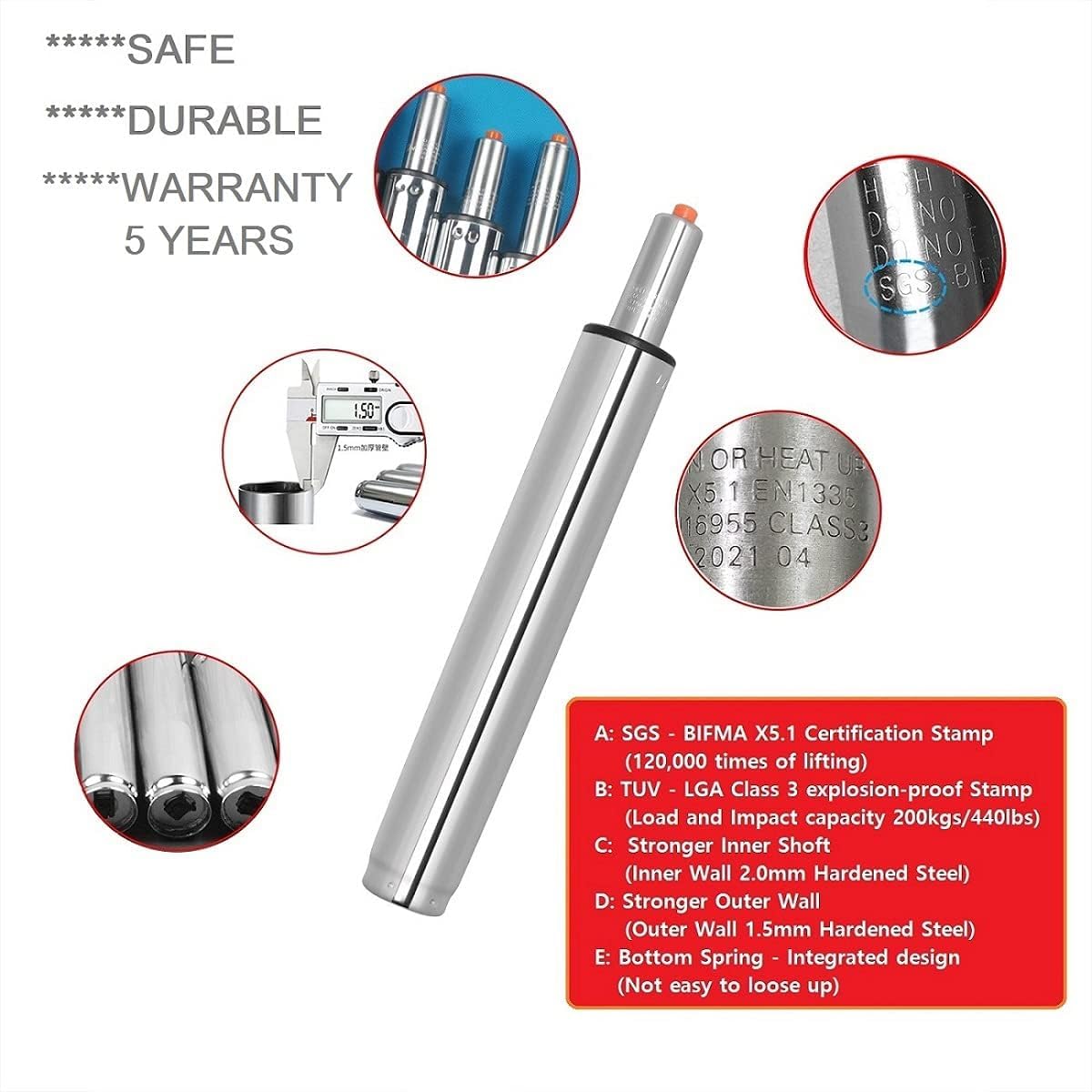 McDooFly Drafting Stool Bar Stool Gas Lift Cylinder Replacement Part,Tall Heavy Duty Hydraulic Pneumatic Piston for Drafting Chair