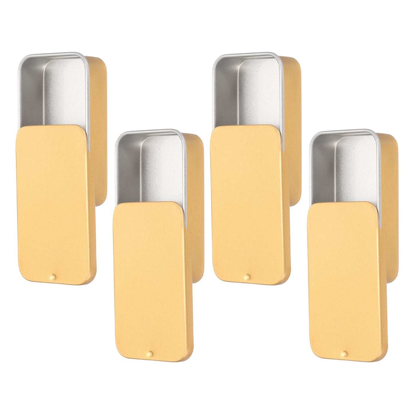 sourcing map 4 Pcs Metal Tin Box Container, 2.4x1.3x0.4 Slide Top Tin Containers Small Empty Rectangular Storage Box for Lip Balm Candies Jewelry