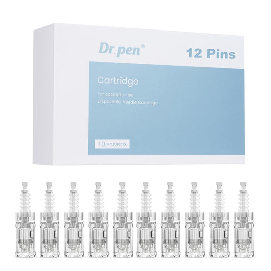 Dr.pen A10 Cartridges 12 Pins, 10Pcs Dr.pen Replacement Cartridges for Microneedling Pen A10 Model, Authentic Disposable Microneedling Cartridges (12
