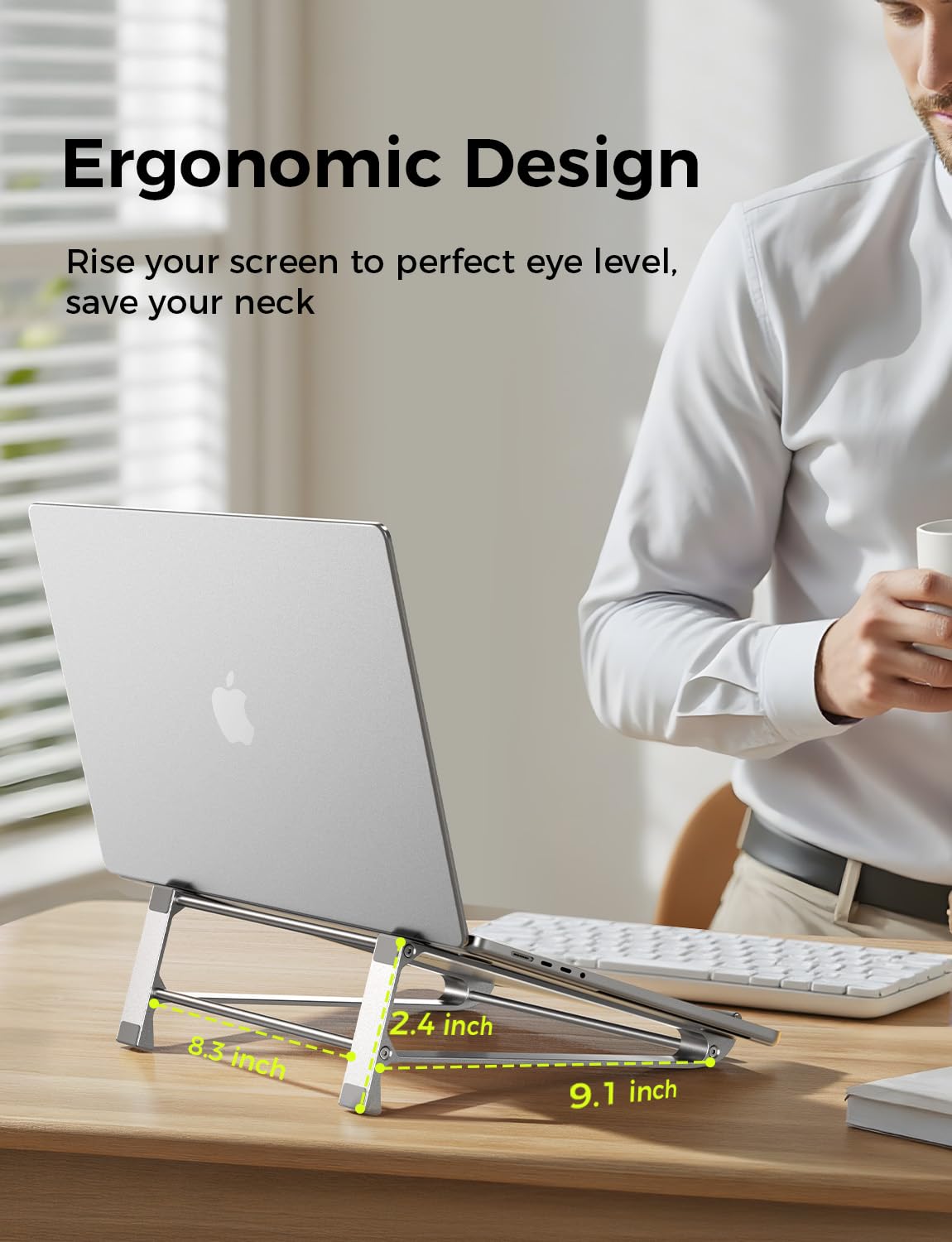 MAGIC JOHN Vertical Laptop Stand & Storage Holder - Portable Aluminum Stand with Silicone Pads, Detachable Design, Cooling & Desktop Riser