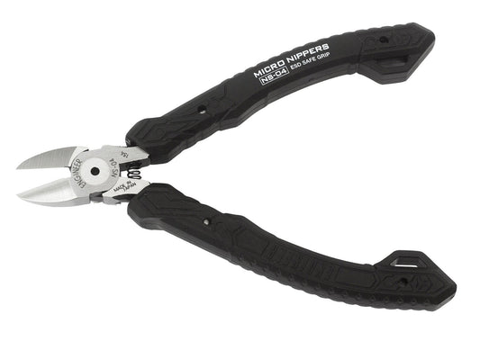 Precision Compact Side Cutters, Professional Grade, ESD Safe with Hardened Carbon Steel Jaws (PCB Side Snips). Made in Japan. ENGINEER ns-04