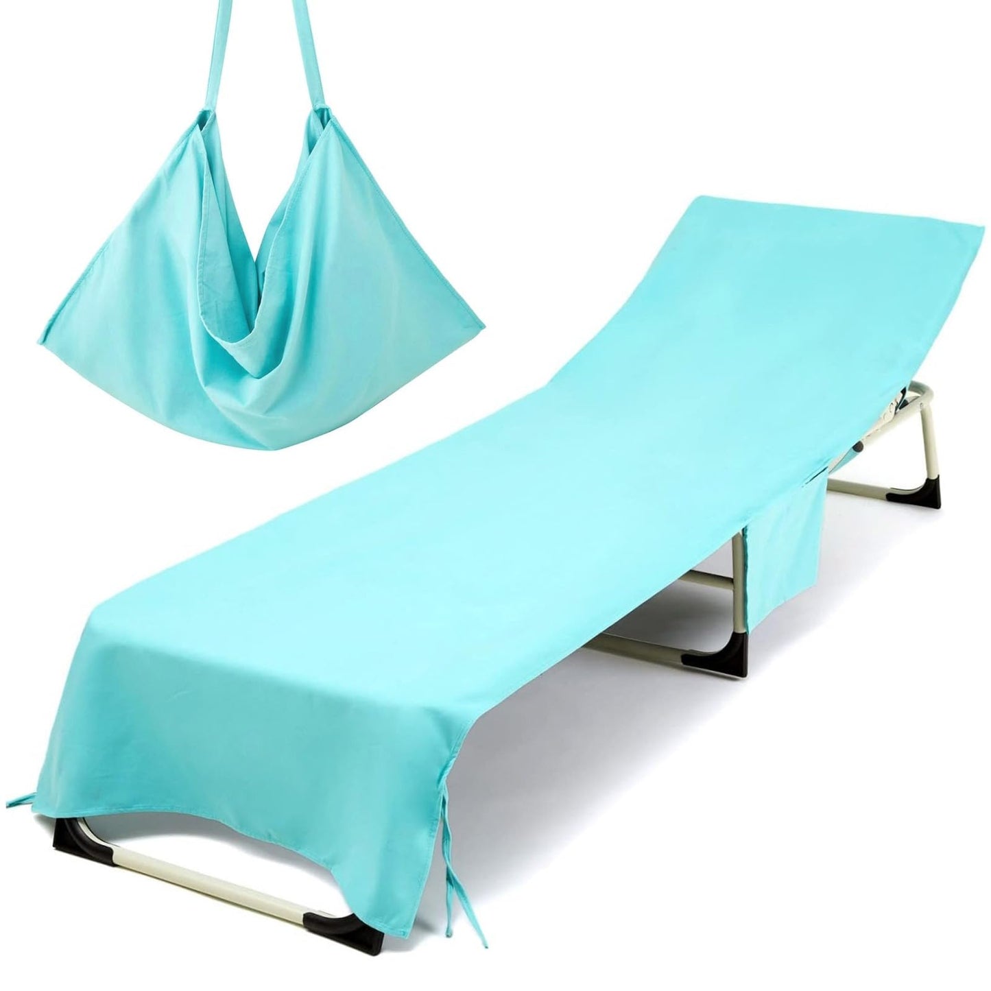 MARFOREVER Beach Sun Lounger Towels with Pockets 210 x 76 CM Microfiber Beach Sunbed Towels Quick Dry Beach Chair Cover for Summer Outdoor Pool