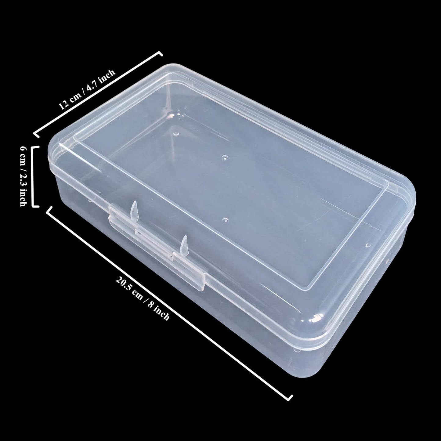 4 Pack Rectangular Clear Plastic Storage Containers, 20.5 x 12 x 6 cm
