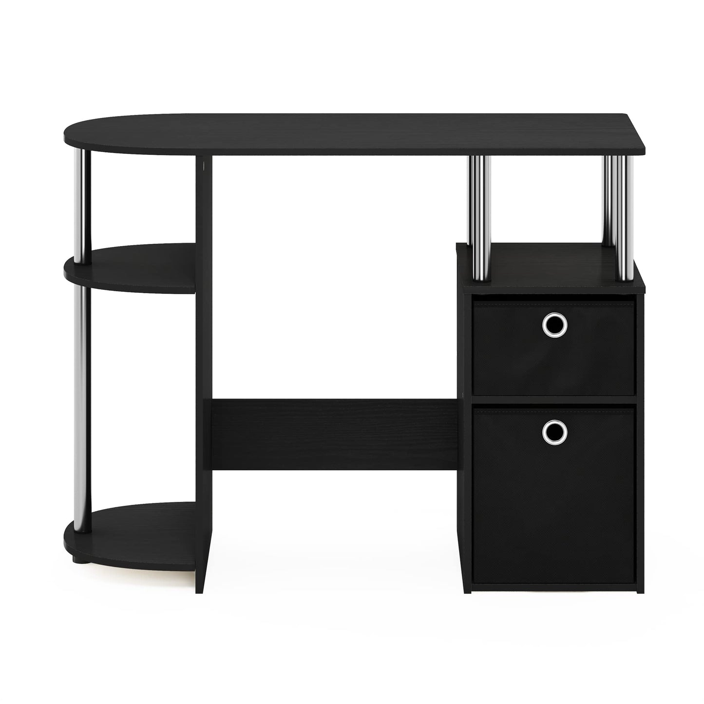 Furinno JAYA Desk, Gaming Desk with Bin Drawers, Computer Study Desk, Office Desk for Home Office, Bedroom, Dorm, Study Room, Americano