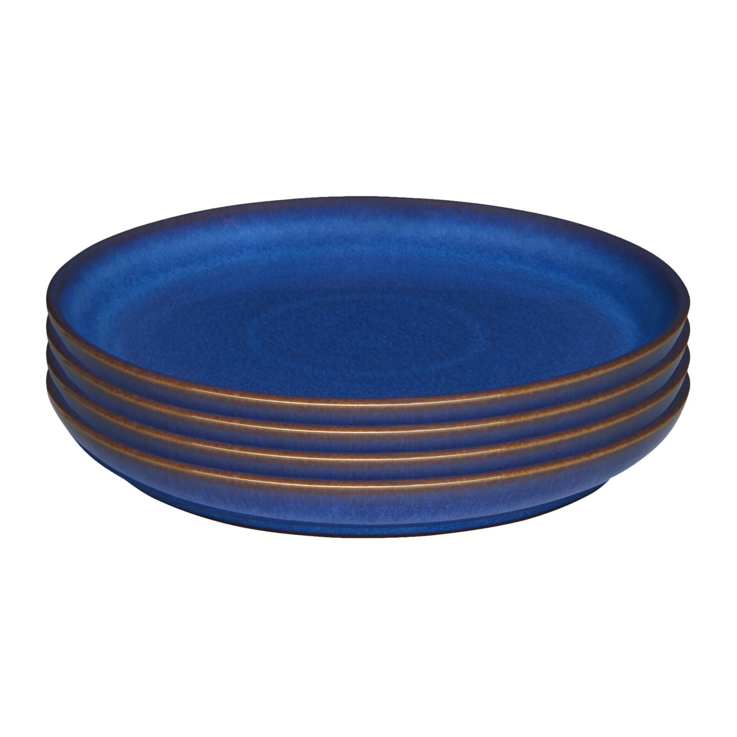 Denby - Imperial Blue Medium Plates Set of 4 - Dishwasher Microwave Safe Crockery 21cm - Royal Blue Coupe Ceramic Stoneware Tableware - Chip & Crack