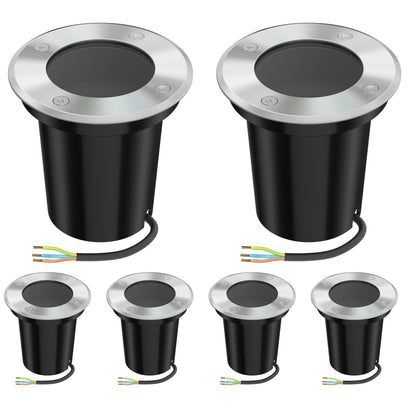 ledscom.de 6 pcs. Ground recessed Light BOLI for Outdoors, IP67, Stainless Steel, Round, 108mm , 1x GU10 max. 15W