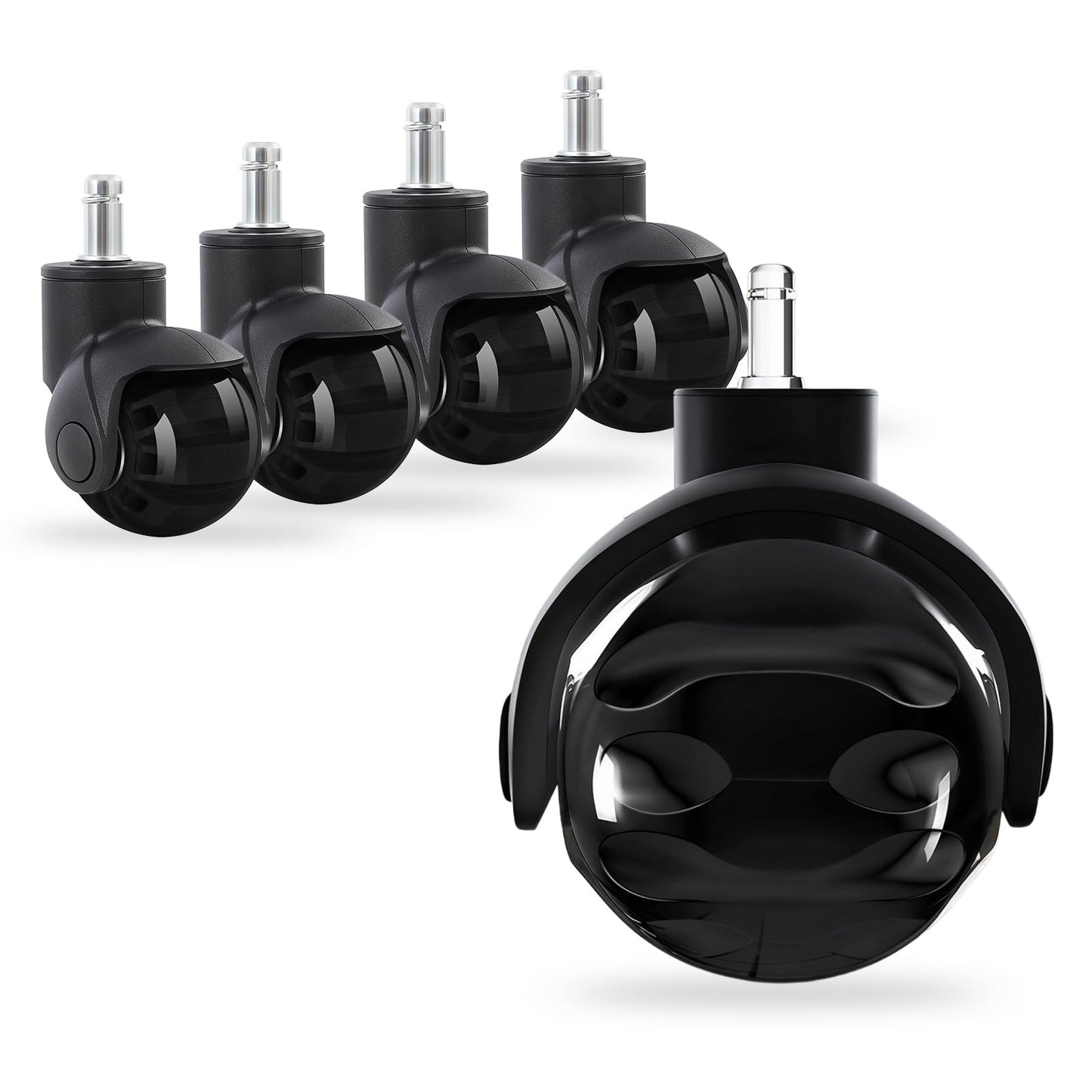 Office Chair Wheels Set of 5 Universal Pin Size 11x22mm Rubber Castors, 2-Inch Supports up to 700lbs/318kg Chair Castors for Computer Gaming Chair