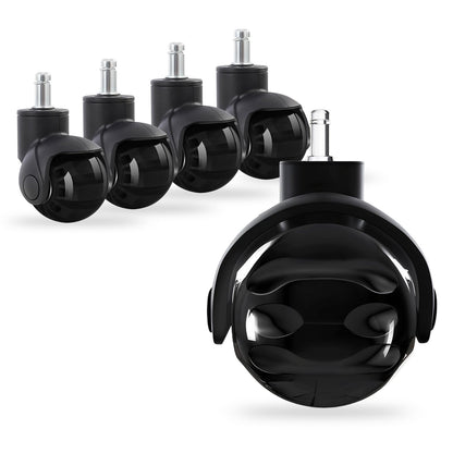 Office Chair Wheels Set of 5 Universal Pin Size 11x22mm Rubber Castors, 2-Inch Supports up to 700lbs/318kg Chair Castors for Computer Gaming Chair