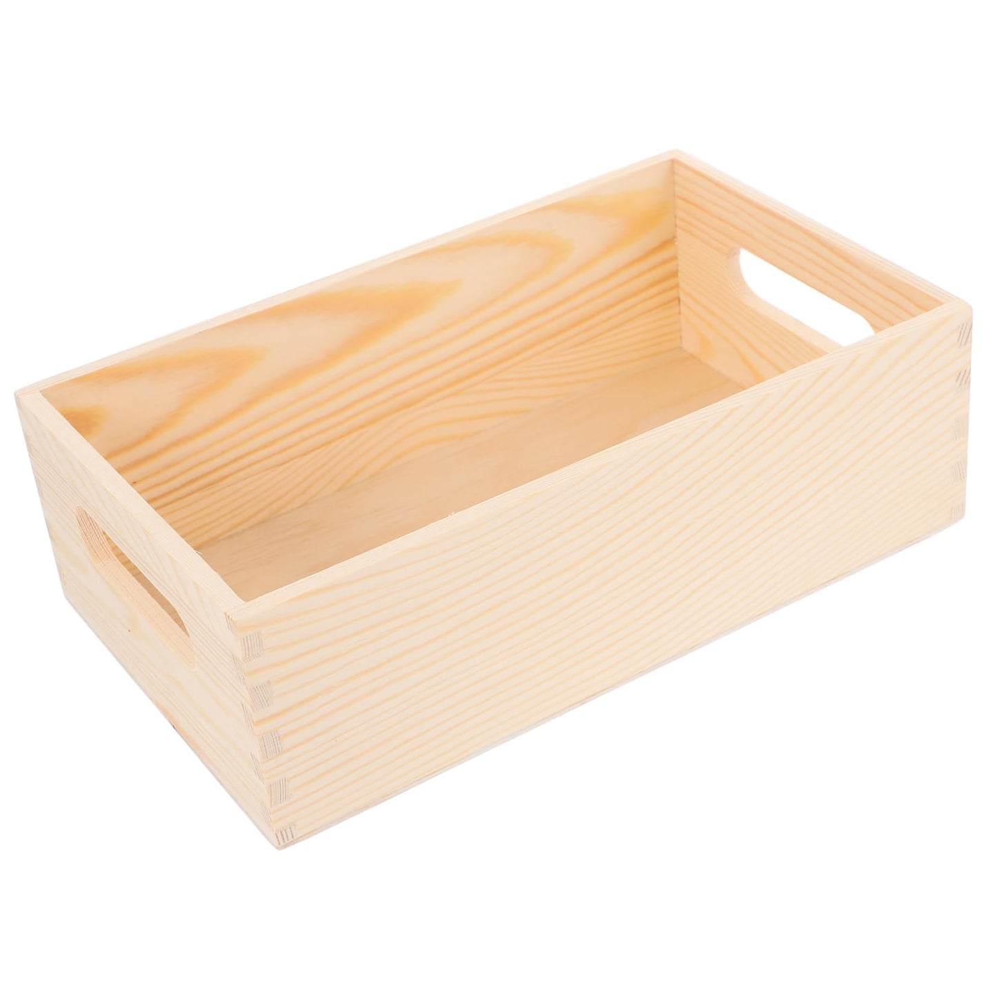 HOMOCONO Wooden Organizer Box with Builtin Side Handles Small Desktop Crate Storage Box for Home Storage with Fine Craftsmanship and Minimalist Design