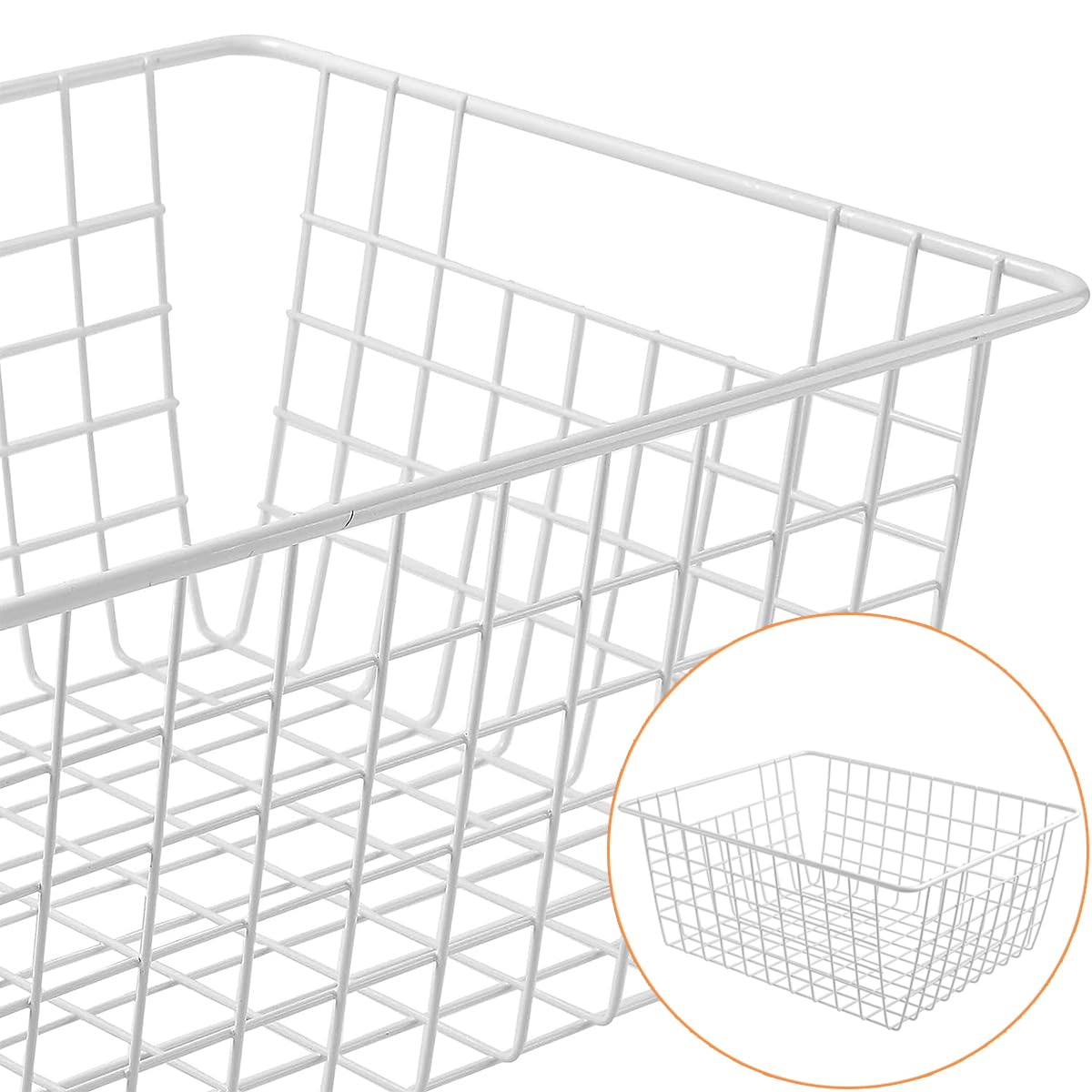 WYIPOLZI 3PCS Large Wire Storage Baskets, Chest Freezer Storage Baskets, Chest Freezer Organiser, Metal Basket for Pantry Cabinet, White