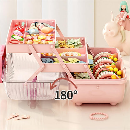 Michear 11'' Three-Layer Clear Plastic Storage Case for Art Craft and Cosmetic, Organizer Storage Box with Handle for Sewing, Makeup, Medicine, Nail