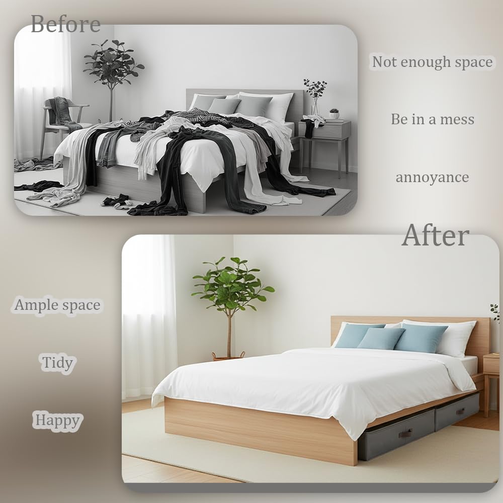 Under Bed Storage Boxes With Lids, PP Side Panels & Base Panel, 80*40*15cm