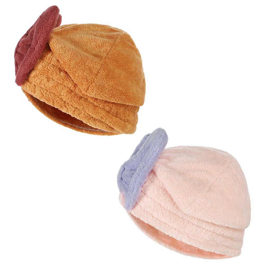 IBLUELOVER 2Pcs Super Absorbent Dry Hair Cap for Kids Rapid Drying Hair Towels Coral Fleece Microfiber Hairs Drying Wrap Soft Elastic Hat for Boys
