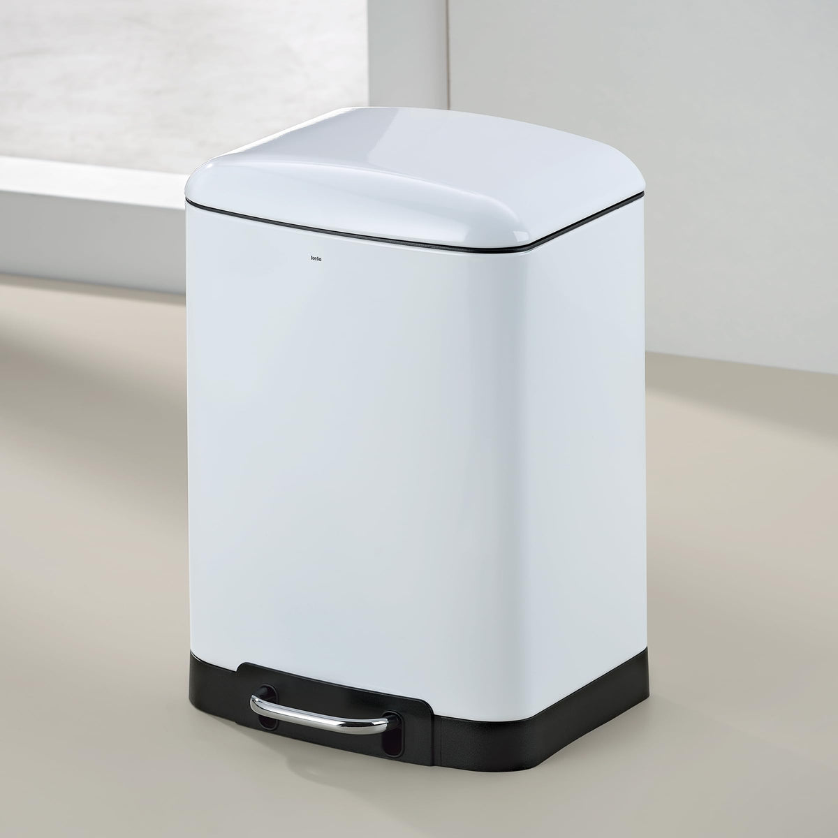 Kela "Davino Cosmetic Bin, Stainless-Steel, White, 30 x 15 x 10 cm