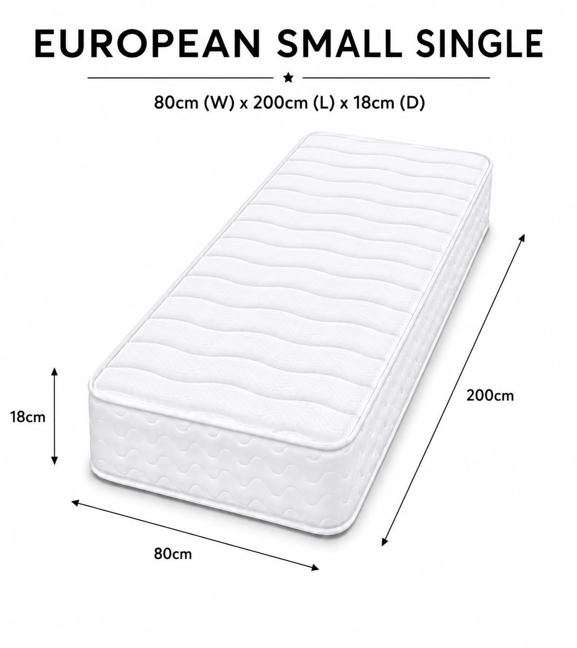 Starlight Beds Wave Budget Sprung 80x200 Mattress with Foam Layer