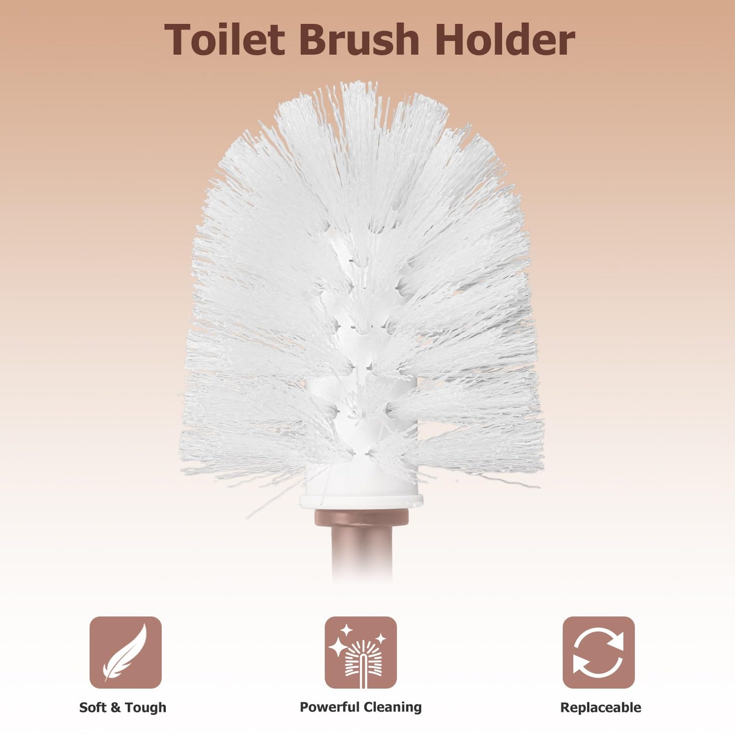 Toilet Brush, 2 Pack Toilet Brushes & Holders Sets with Plastic Handle & Soft Flexible Bristles, 4 Toilet Brush Heads for Bathroom Toilet-Ergonomic