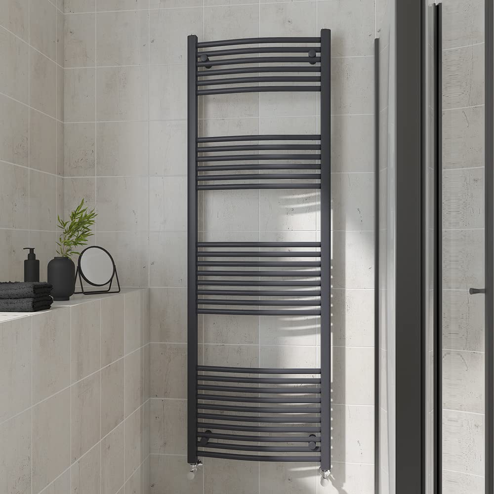 Warmehaus Curved Heated Towel Rail Anthracite Radiator 1800x600mm