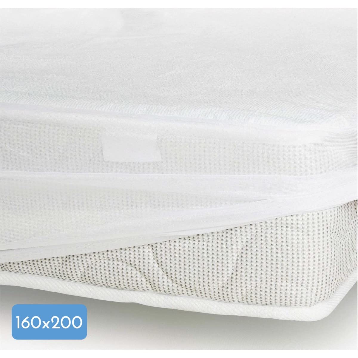 ROUPILLON Home Passion 100% Cotton Fleece Mattress Protector, 160 x 200 + 25 cm, Size: