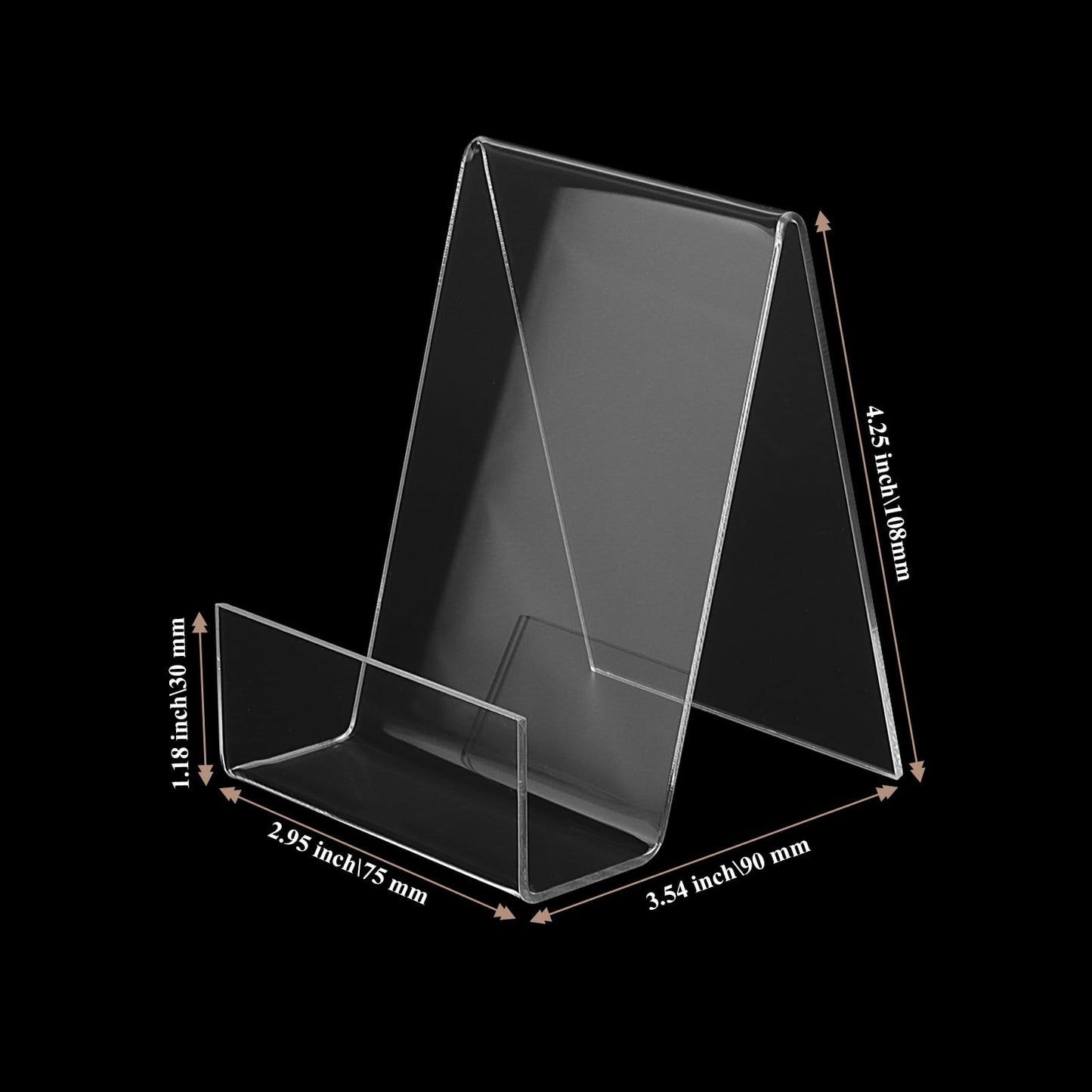 JIAYUET 15 Pcs Clear Acrylic Book Stand Display, Transparent Plastic Book Holder for Paperbacks Brochure Picture Magazine, 10 x 9 x 7.5cm